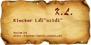 Klecker László névjegykártya